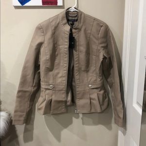 Super cute beige like color leather jacket